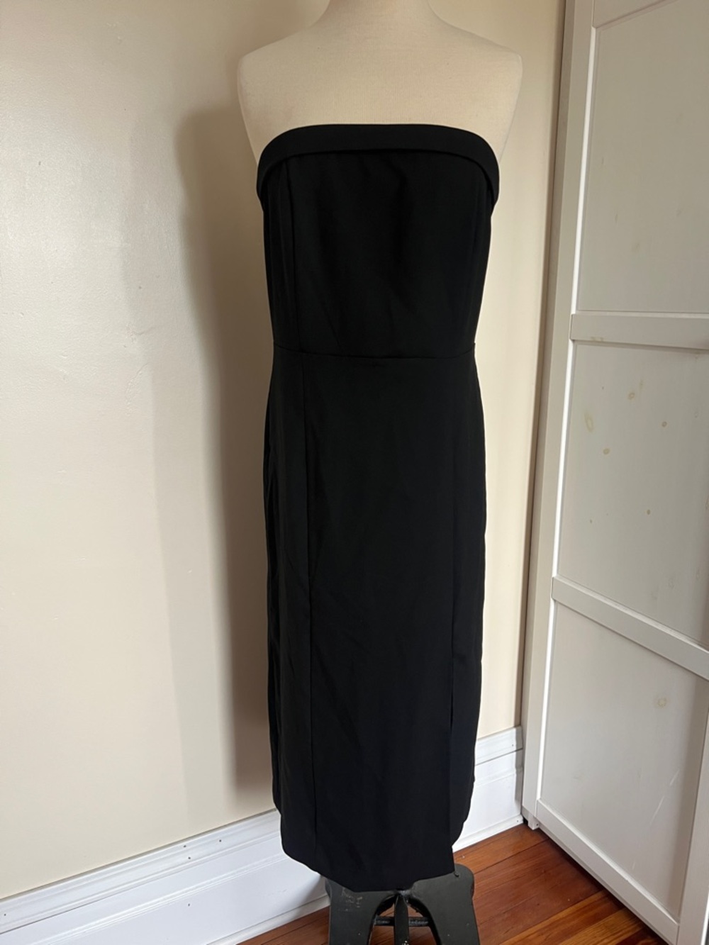 LOFT Classic Black Strapless Sheath Column Midi Dress Size 14 NWOT